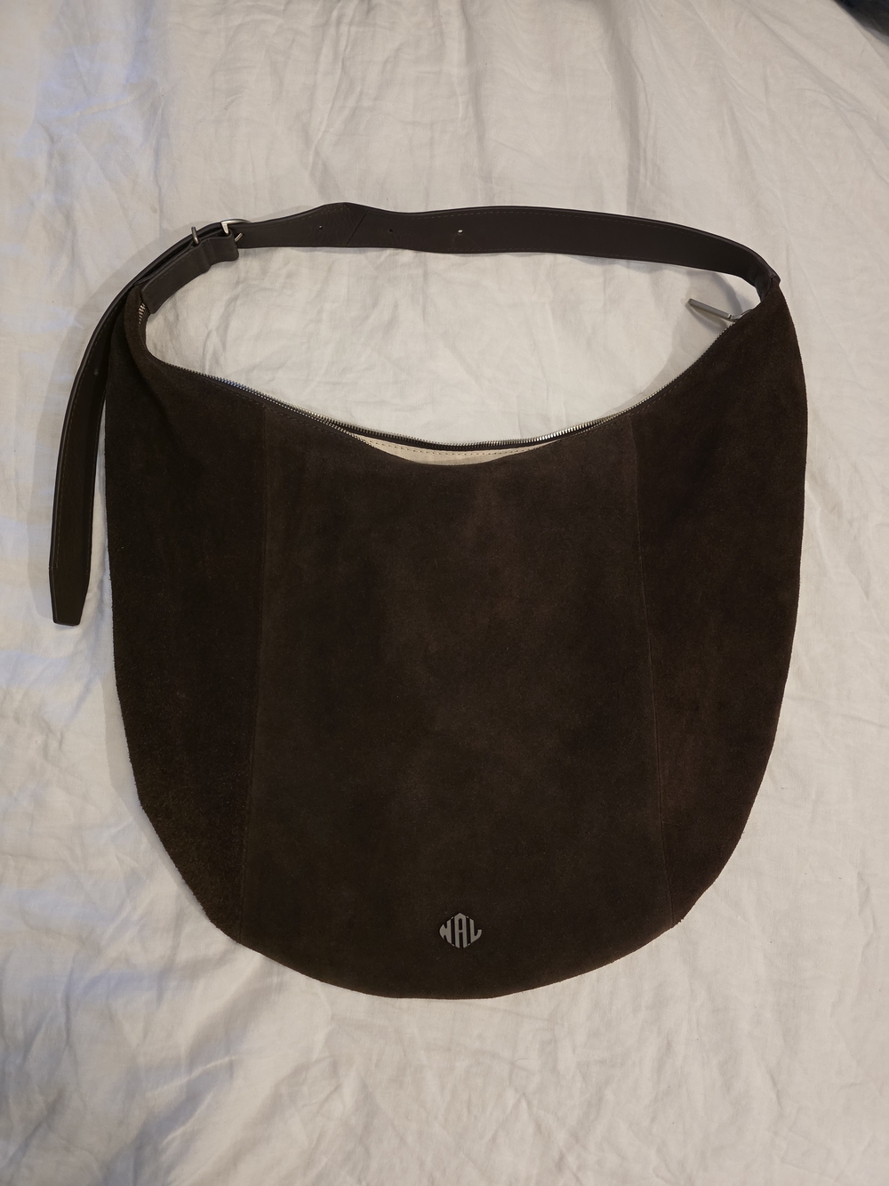Classic Suede Shoulder Hobo Bag in Dark Brown
